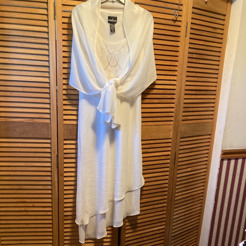 Positive Attitude Ivory Asymmetrical Embellished Maxi Dress